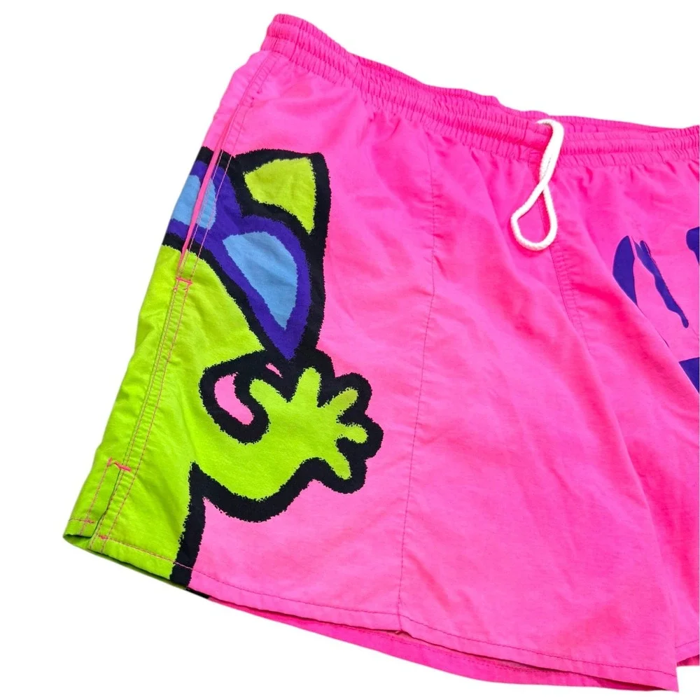 Vintage Gecko Hawaii Gecko Wrap GHV07 XXL Neon Pink Volley Swim Shorts 90s Surf